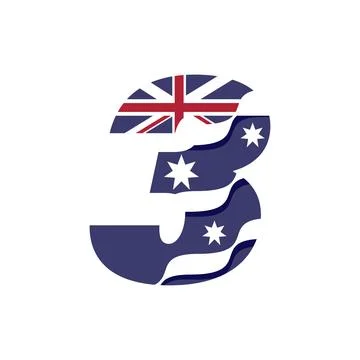 Australian Numerical Flag 3 Stock Illustration