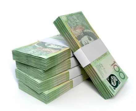 Australian one hundred dollar notes bundles Stock Illustration