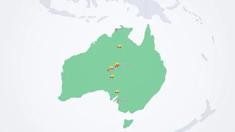 Australian Outback Road Train Route on Light Map Stock Footage 341827793