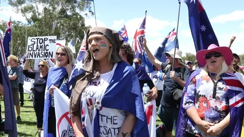 Australian PEGIDA rally Stock Footage 138241968