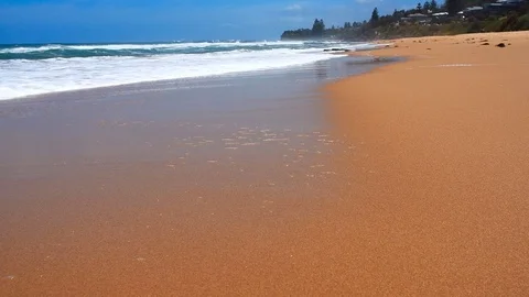 Australian picturesque sandy beach with rolling waves Stock Footage 72167922