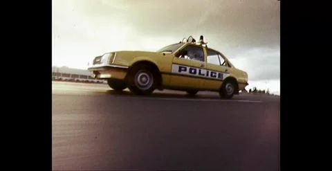 Australian Police Car in Action: 1982 Stock Footage 261648053