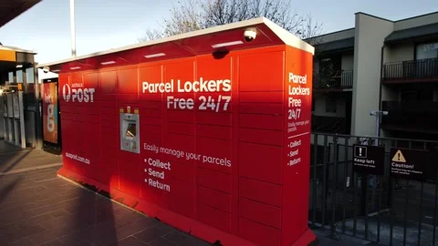 Australian Post parcel lockers slow motion tracking 4K Stock Footage 220434501