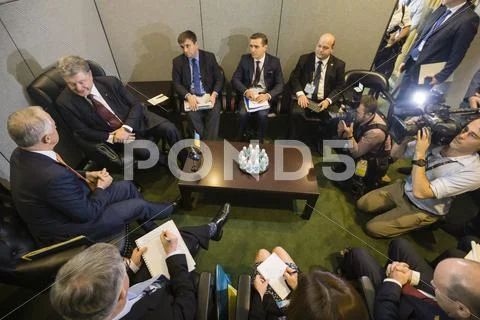 Australian Prime Minister Malcolm Turnbull and Petro Poroshenko Stock Photos