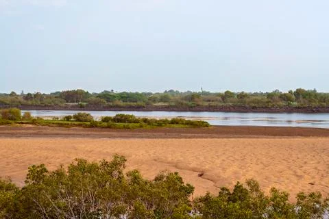 Australian River At Low Tide Stock Photos