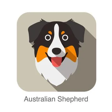 Australian shepherd dog face flat icon, dog series Stock Illustration