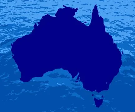 Australian Silhouette Ocean Map Stock Illustration