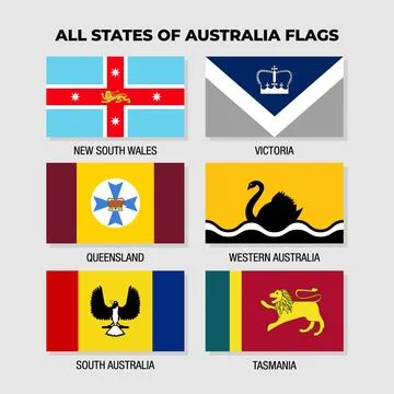 Australian State Flags Collection Design Template. States Flag of Australia Stock Illustration