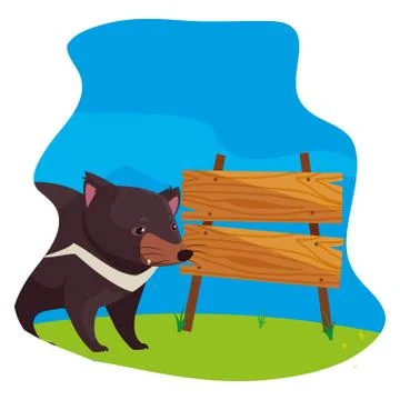 Australian tasmanian devil with background landscape Stockillustratie