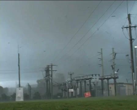 Australian Tornado Debris causes substation explosion Stock Footage 40580607