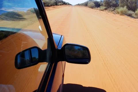 Australian track view from a car rolling off road Stock Photos