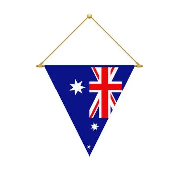 Australian triangle flag hanging, vector illustration Illustrazione stock