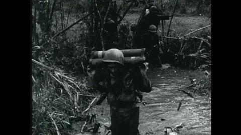 Australian troops take New Guinea during World War Two. Stock Footage 101249932