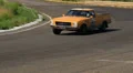 Australian vintage car Holden 48-215 drives over countryside HD Footage