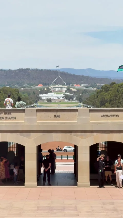 Australian War Memorial View Towards Parliament House in Canberra Stock Footage 326709416
