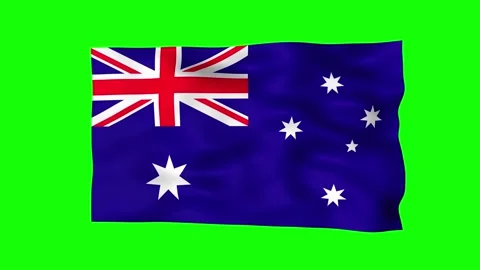 Australian waving flag Union Jack Commonwealth Star Southern Cross constella Vídeos de archivo 345685843