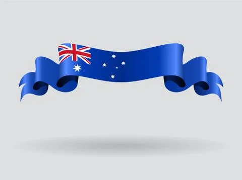 Australian wavy flag. Vector illustration Stock Illustration