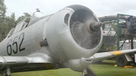 Australian Wirraway Fighter Plane With Engine Running 스톡 동영상 63090837