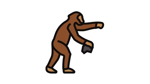 Australopithecus human evolution color icon animation Stock Footage 326097294