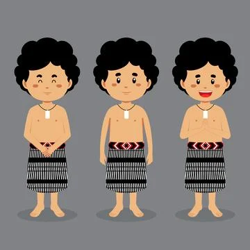 Austraulian Character with Various Expression Stock Illustration