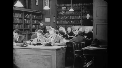 AUSTRIA - 1923 - in this silent comedy, an old man in a library mocks a Jewish Video stock 341992857