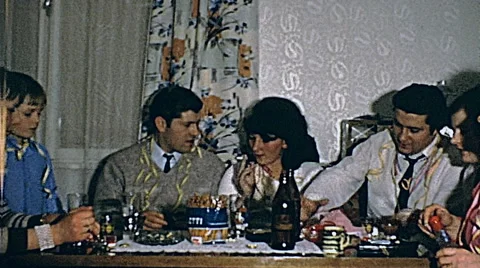 Austria 1970s: Christmas party at home Stock Footage