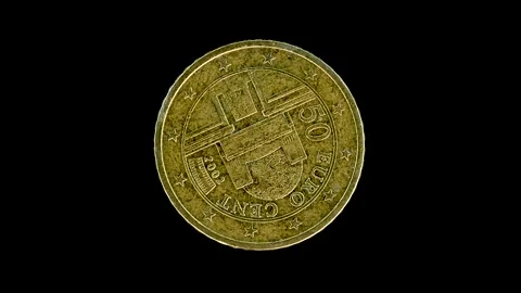 Austria 2002 50 Cent Obverse Rotating Macro Loop Stock Footage 313140146