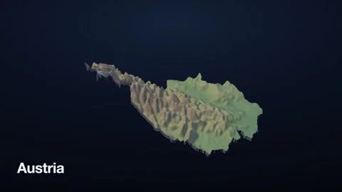 Austria 3D elevation relief map Stock Footage 340607860