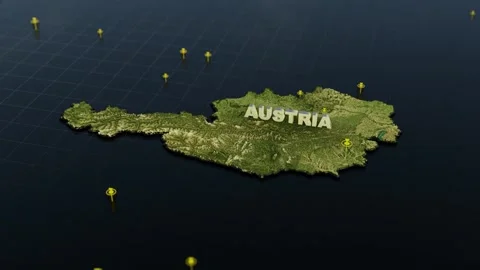 Austria 3D Map With Animation Stock Footage 301940501