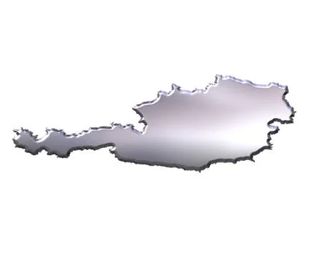 Austria 3D Silver Map Stock Illustration