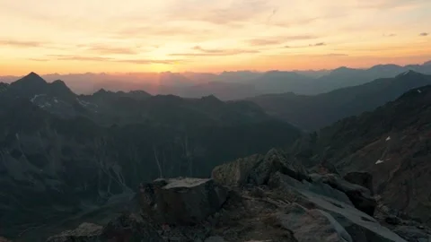Austria Alpine Sunset Landscape, Cinematic Panorma Aerial View Vídeos de archivo 321519785