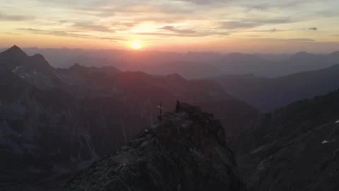 Austria Alps Sunset, Cinematic Drone View of Mountains and Nature Vídeos de archivo 321521994