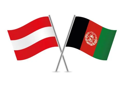 Austria and Afganistan flags. Vector illustration. Ilustración de archivo