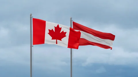 Austria and Canada flag Video stock 252022573