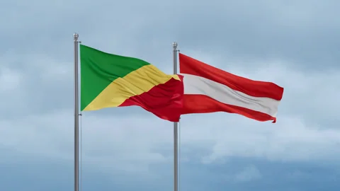 Austria and Congo-Brazzaville flag 스톡 동영상 256770788