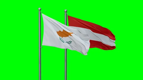 Austria and Cyprus two flags Stock Footage 293206847