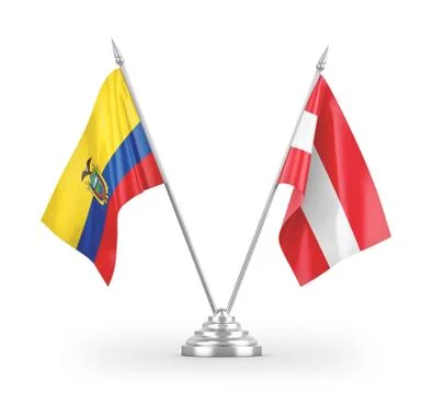 Austria and Ecuador table flags isolated on white 3D rendering Stock Illustration