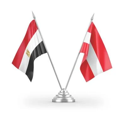 Austria and Egypt table flags isolated on white 3D rendering Stock Illustration