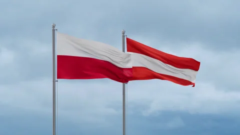 Austria and Poland flag Stock Footage 252429946