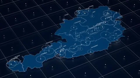 Austria blue map big data visualization. Futuristic map infographic. Information 스톡 일러스트