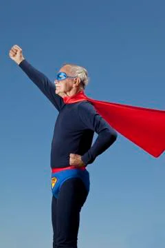 Austria, Burgenland, Senior man in superman's costume Stock Photos