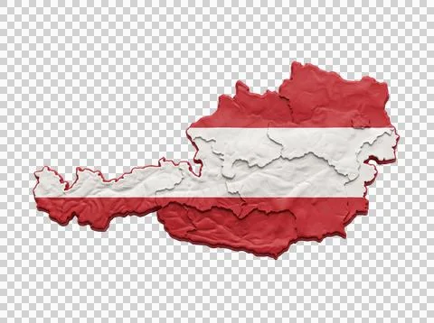 Austria clay map with red and white national flag for decor. Stock-Illustration