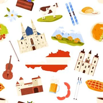 Austria Culture Seamless Pattern Vector Design 스톡 일러스트