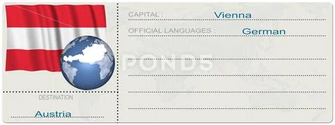 Austria. Destination. Ticket. Boarding pass - 3D illustration. Stock Illustration