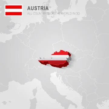 Austria drawn on gray map. Stock Illustration