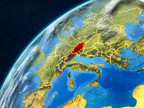 Austria on Earth with borders Stock Illustration