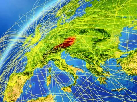 Austria on Earth with network Stock Illustration