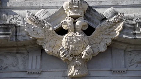 Austria emblem having on its chest Transylvania’s emblem, Alba Iulia, Romania Stock Footage 104552905