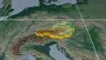 Austria extruded. Bumps shaded. Graticule. 4k or 4k+ Resolution