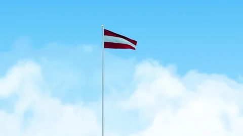 Austria Flag 3D Render Animation Waving on Pole with Blue Sky Video stock 333220006